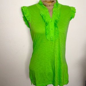 LILLY PULITZER ELECTRO LIMON PIMA RUFFLED TOP SZ M